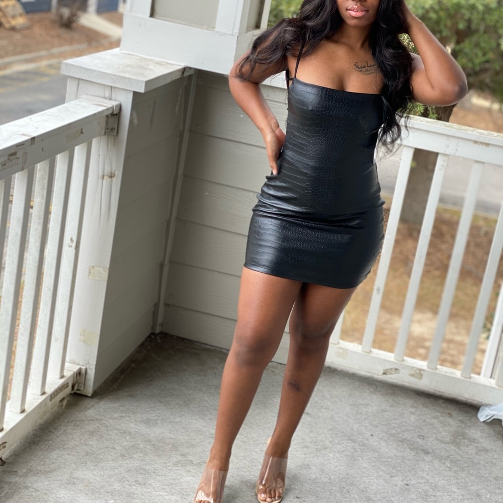 Black Leather Mini Dress